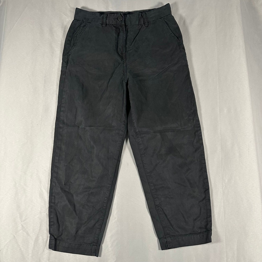 AllSaints Paz Garment Dye Chino Womens Size 2 Black Cropped Tapered Leg‎